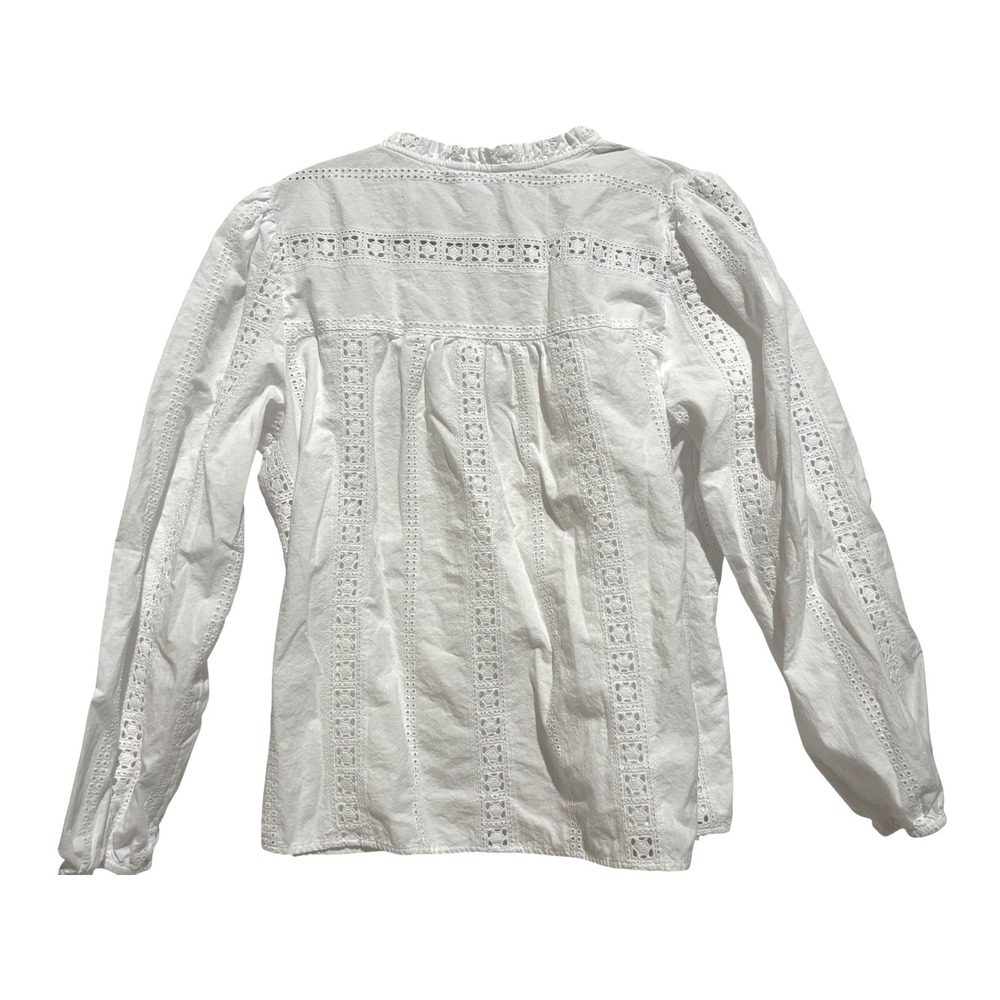 Cotton White Eyelet Lace v-neck peasant tunic top XL 16-18 cottagecore boho - Picture 2 of 10